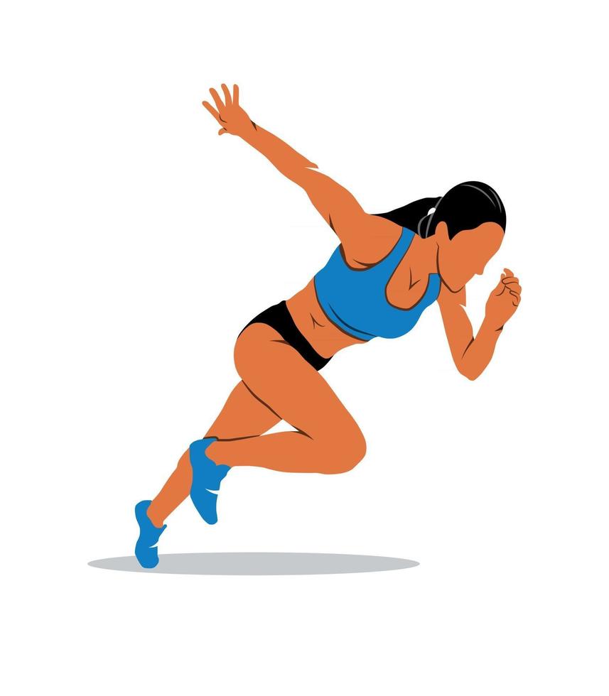 Runners on short distances sprinter on a white background. Vector illustration.