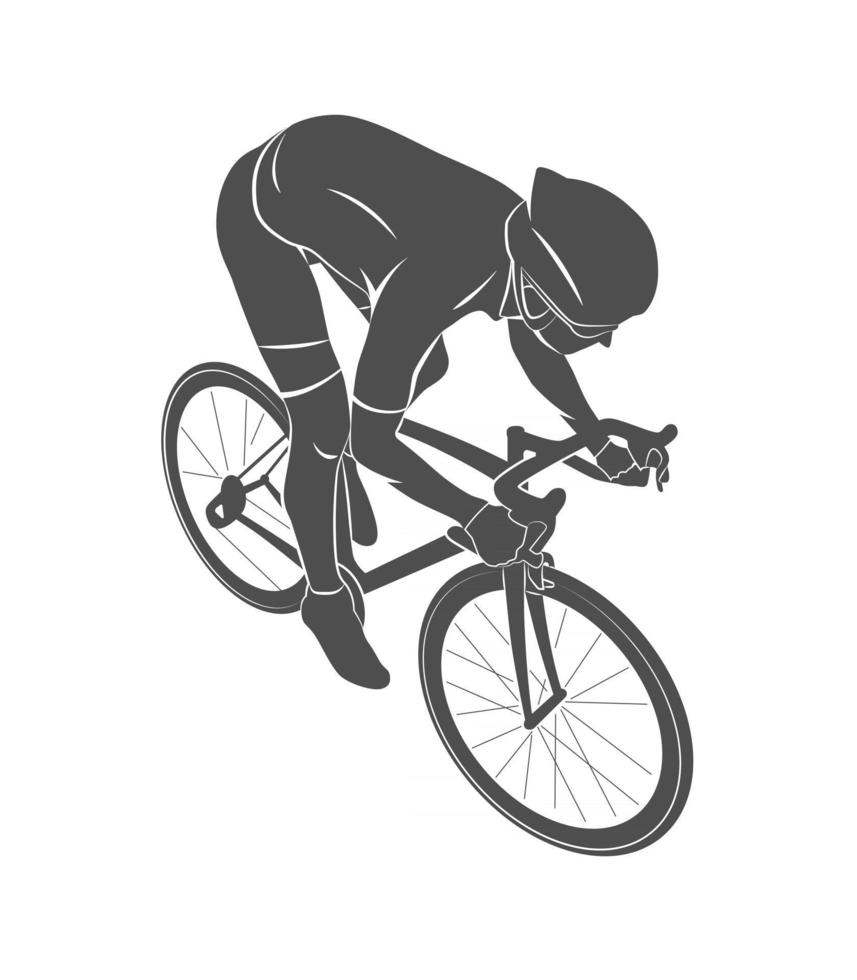 Cyclist on a race track on a white background. Vector illustration.