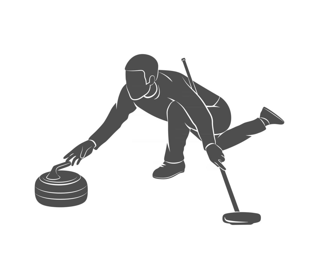 The game of curling on a white background. Vector illustration.