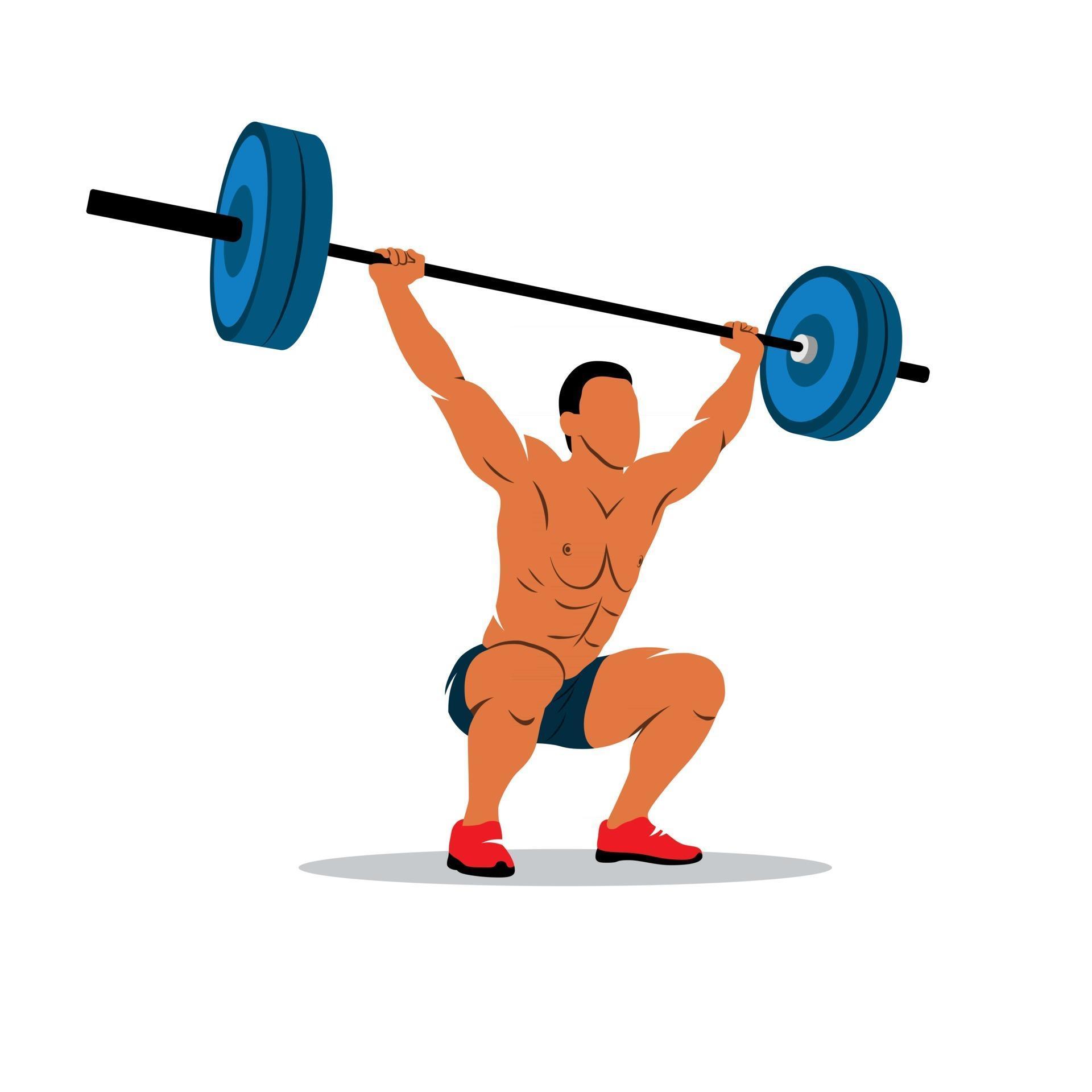 Strong man lifting weights powerlifting weightlifting. Vector