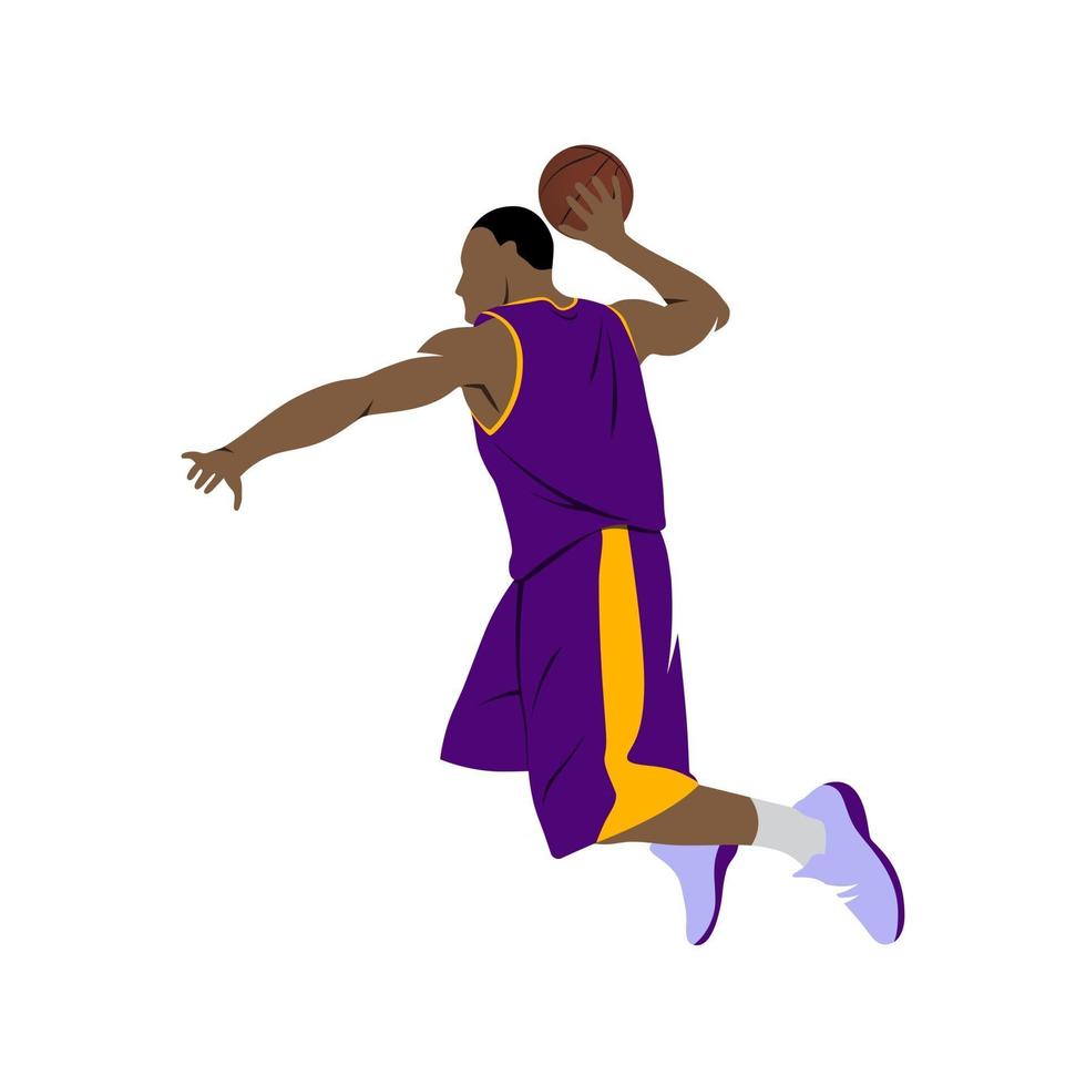 Abstract basketball player with ball on a white background. Vector illustration.