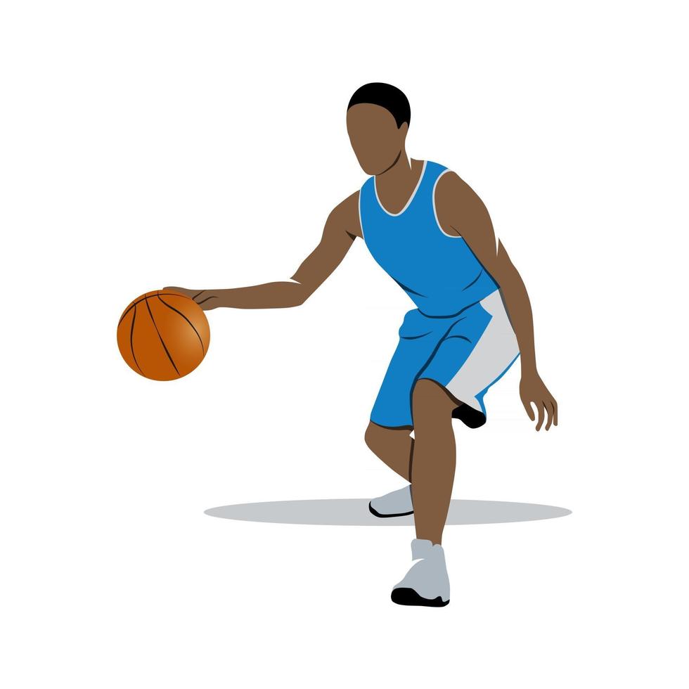 Jugador de baloncesto abstracto goteando con balón sobre un fondo blanco. ilustración vectorial. vector