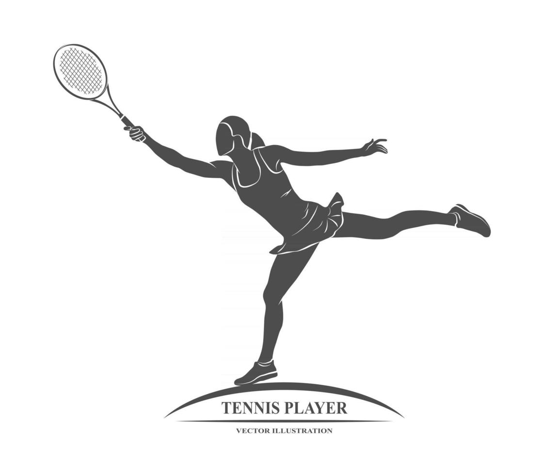 Icon tennis player with a racket. Vector illustration.