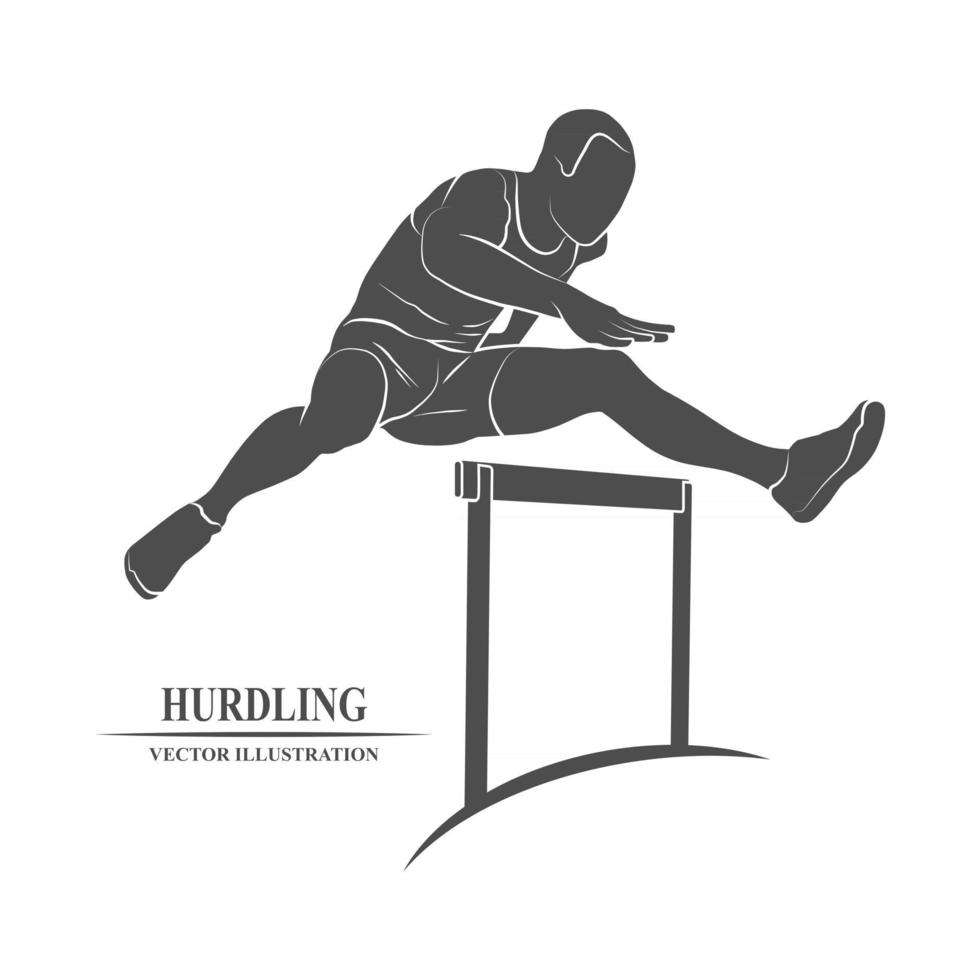 Man jumping over hurdles icon. Vector illustration.