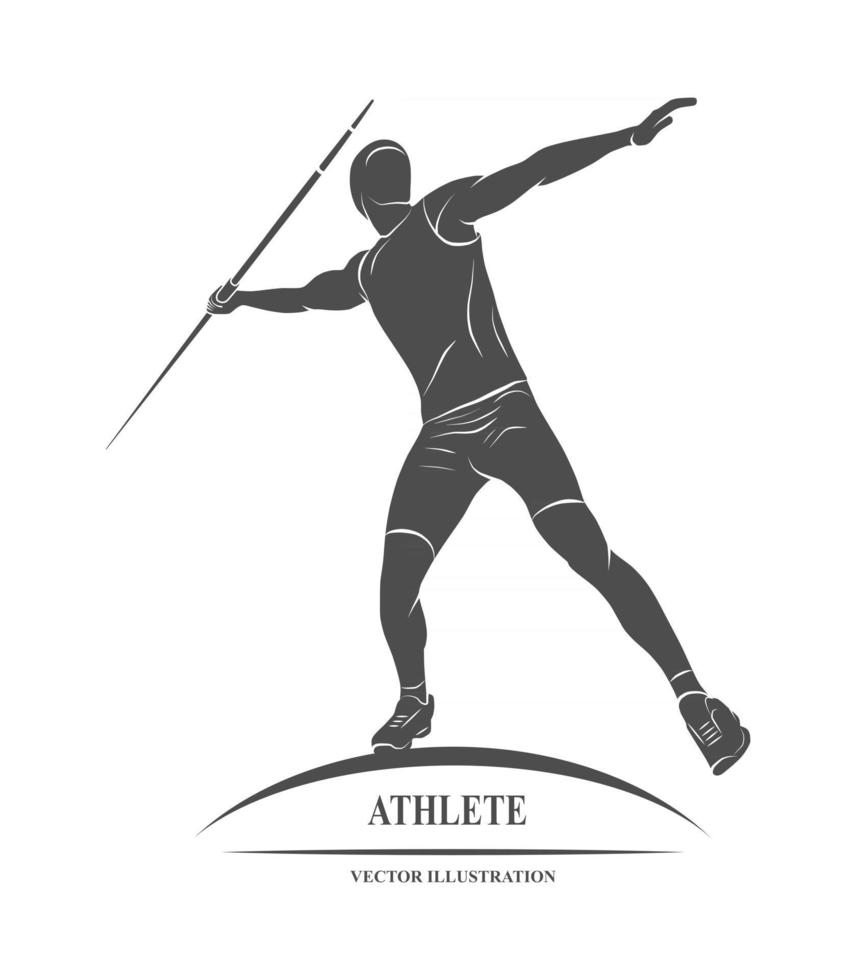 Athlete throwing javelin Throw spears icon. Vector illustration