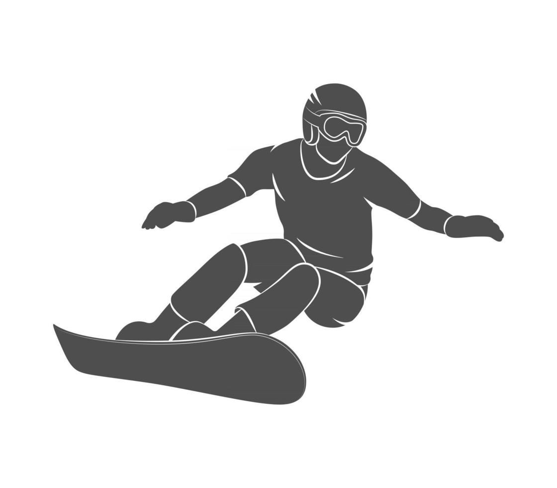 Silhouette snowboarder on a white background. Vector illustration.