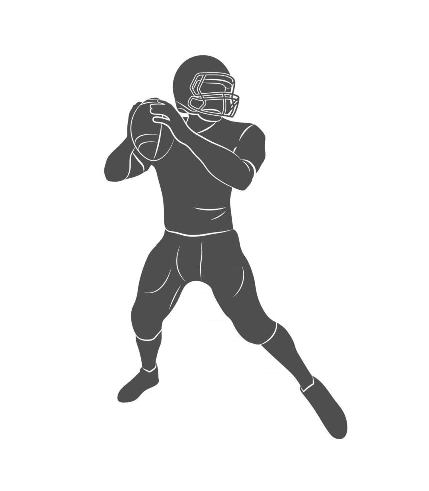 silueta de jugador de fútbol americano sobre un fondo blanco. ilustración vectorial. vector