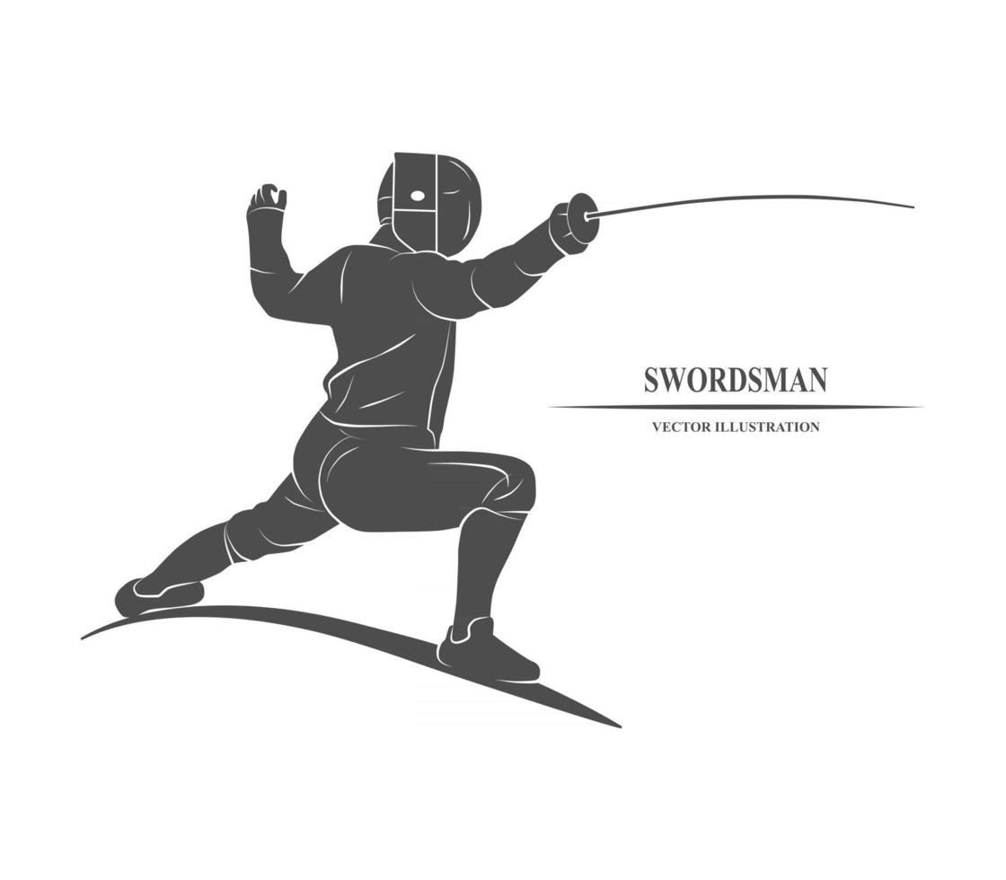 Icon fencer with a sword. Vector illustration.