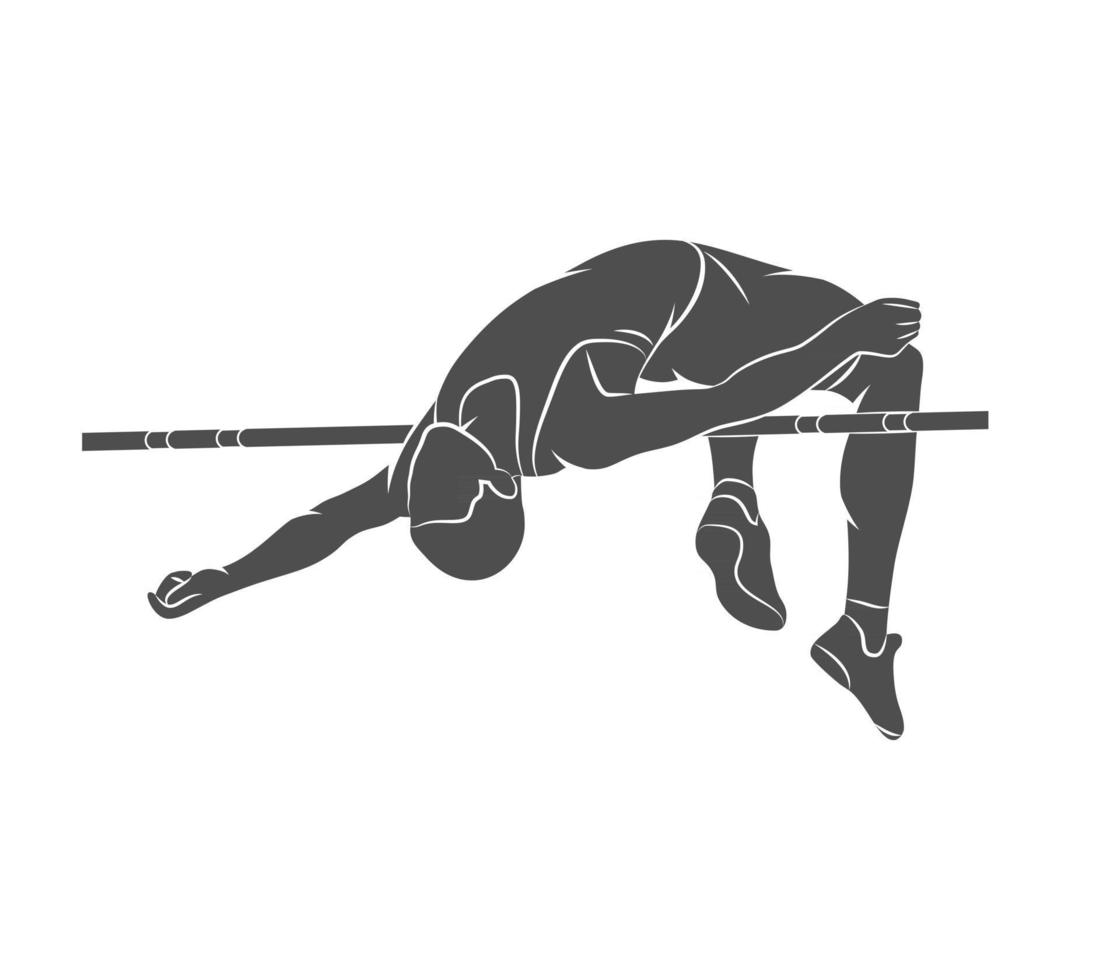 atleta silueta salta en altura sobre un fondo blanco. ilustración vectorial. vector