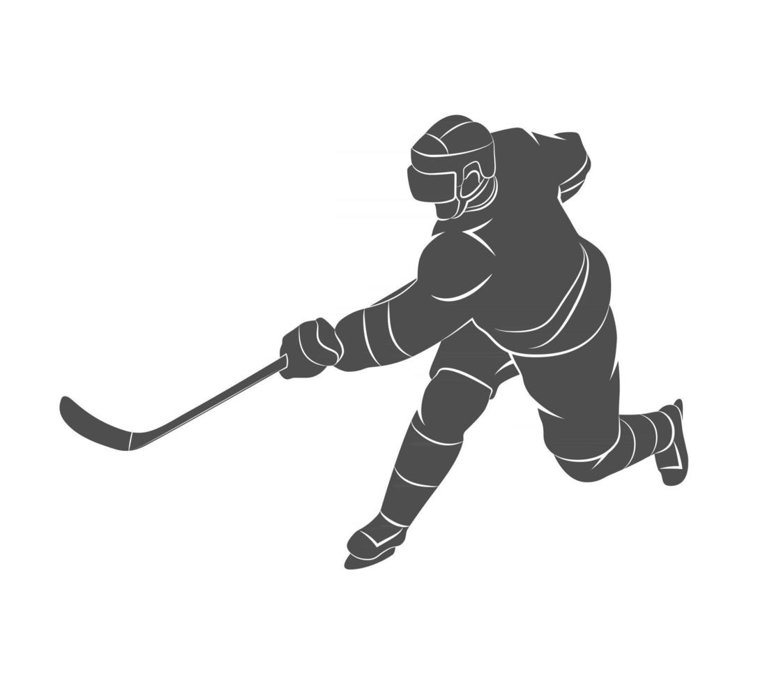 jugador de hockey silueta sobre un fondo blanco. ilustración vectorial. vector
