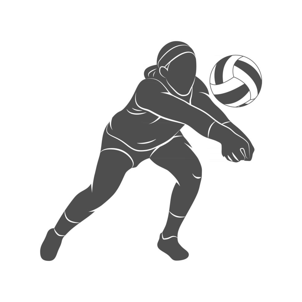 jugador de voleibol silueta saltando sobre un fondo blanco. ilustración vectorial. vector