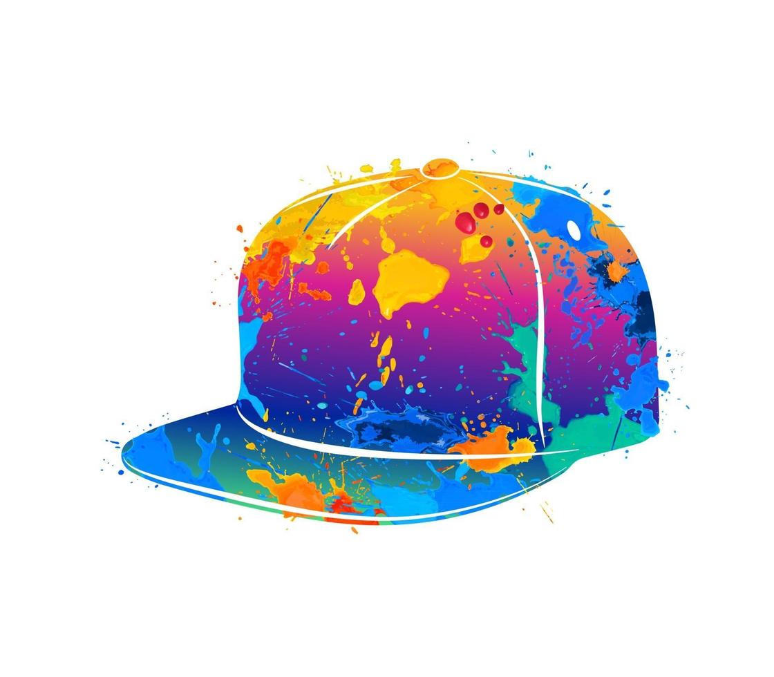 Abstract baseball cap splash of watercolors. Vector illustration of paints.