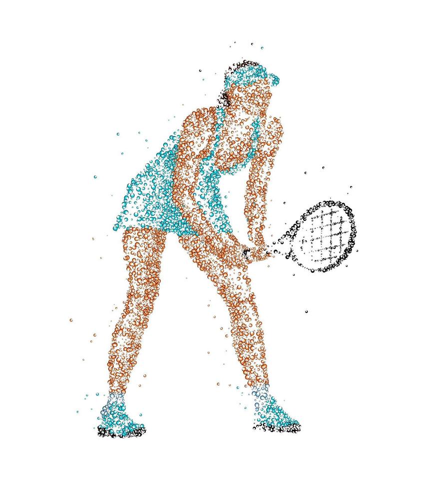 Abstract tennis player of colorful circles. Vector illustration.