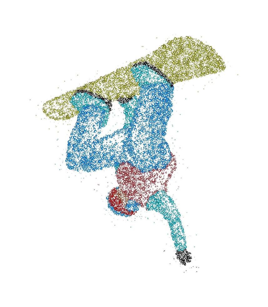 snowboarder abstracto de círculos multicolores. ilustración vectorial. vector