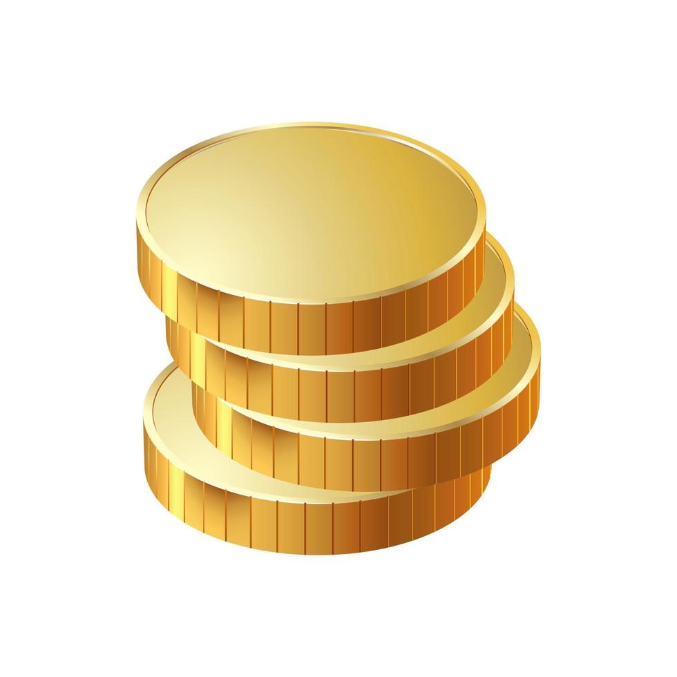 A stack of round gold coins. Vector illustration.