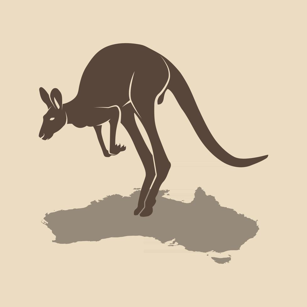 Icon kangaroo with a map. Vector illustration.