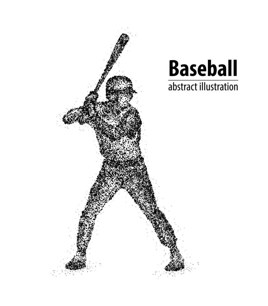 jugador de béisbol abstracto con un bate en círculos negros. ilustración vectorial. vector