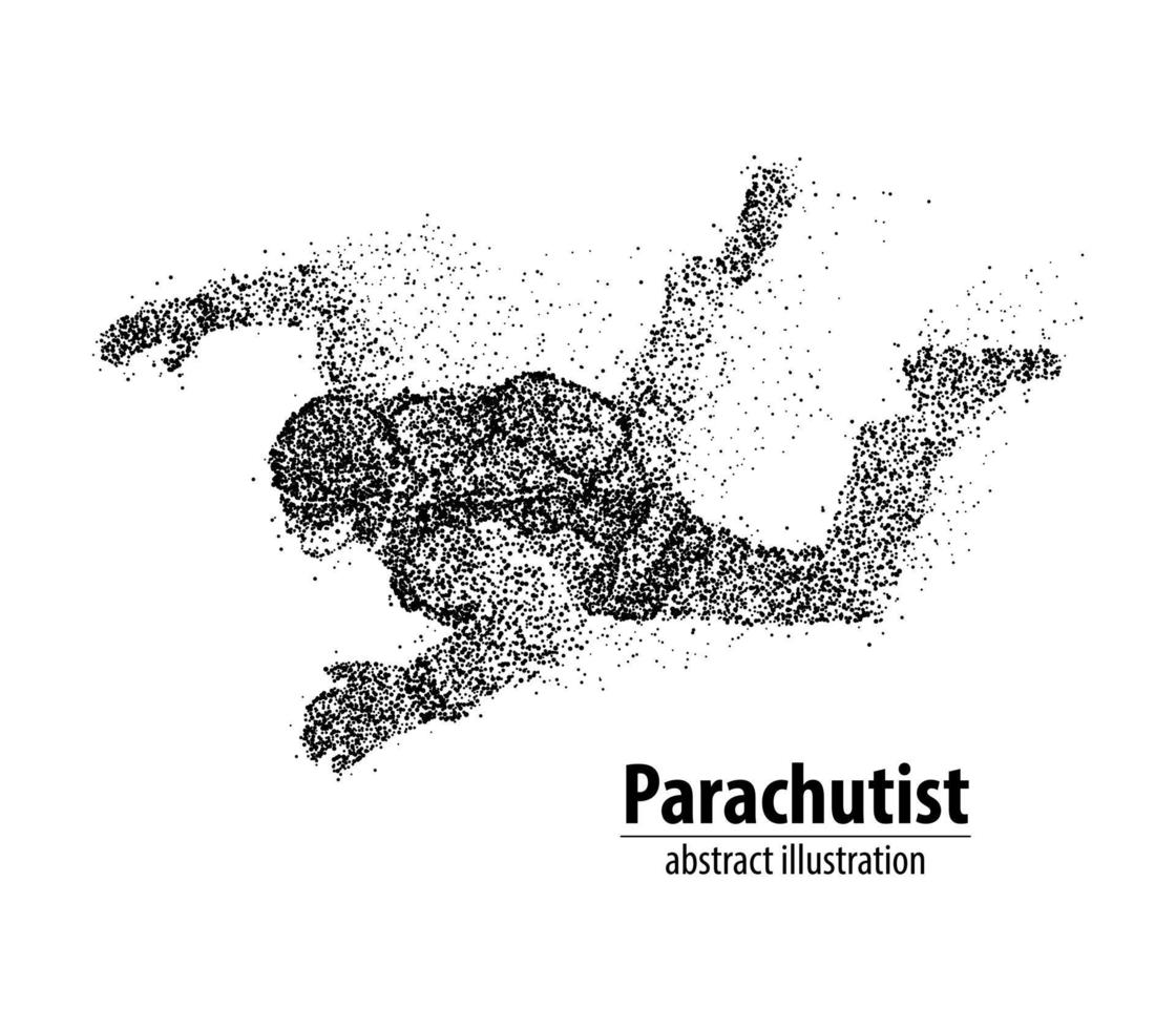 Abstract parachutist from black circles. Vector illustration.