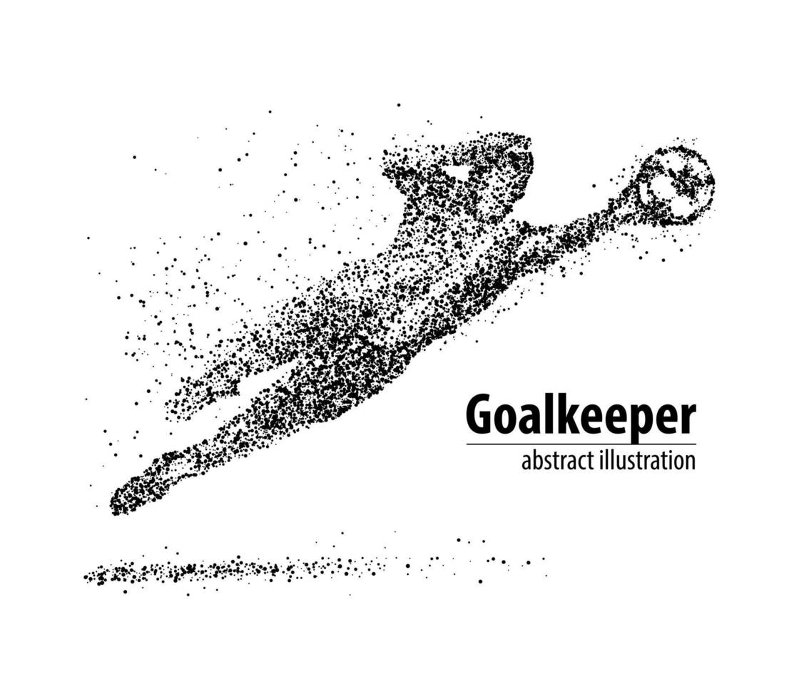 Abstract football goalkeeper jumping in black circles. Vector illustration.