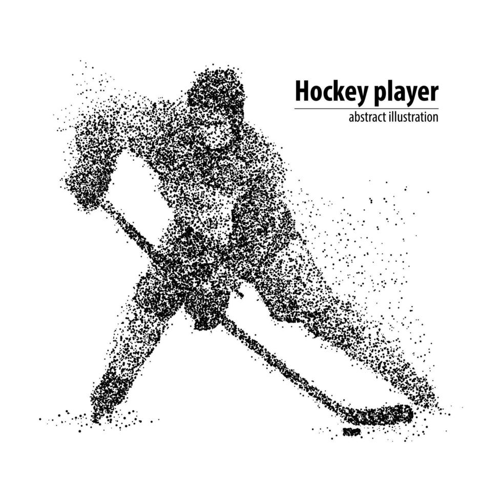 Abstract hockey player with the puck from the black circles. Vector illustration.Web