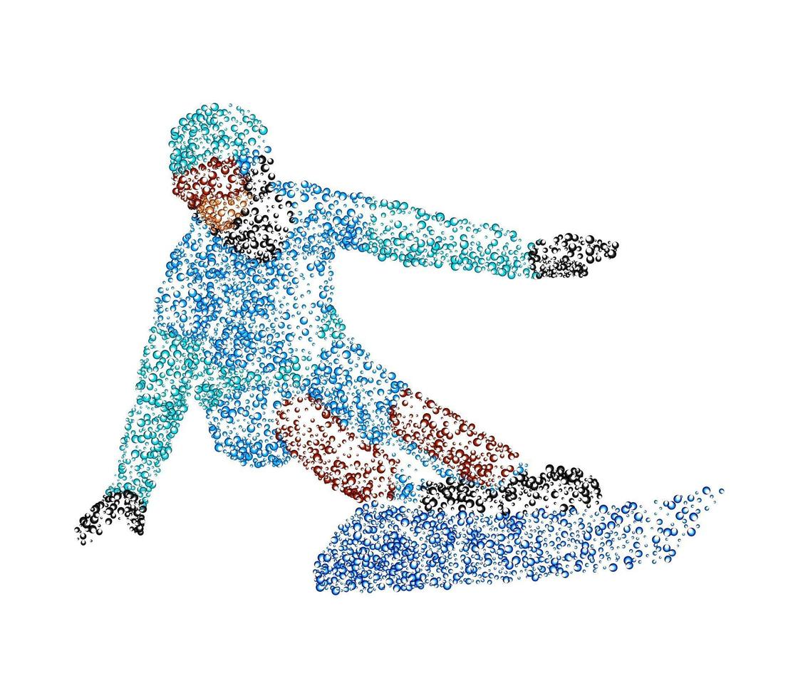 Abstract snowboarder from multicolored circles. Vector illustration.