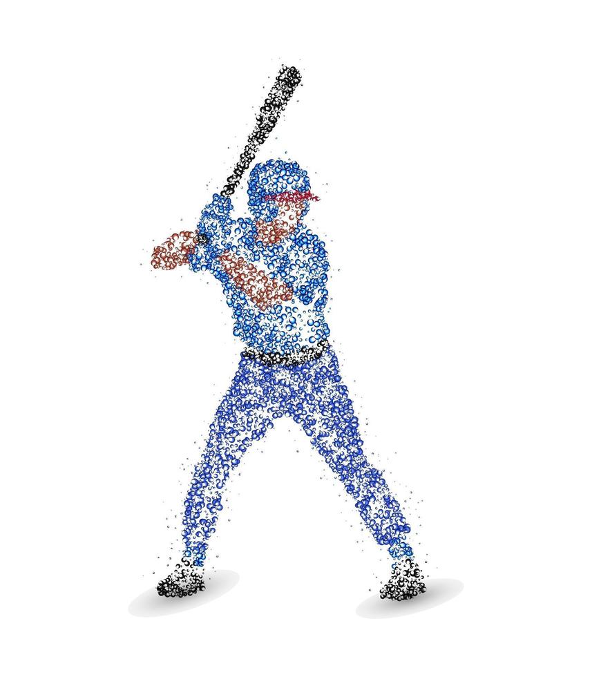 Baseball player with a bat. Vector illustration.