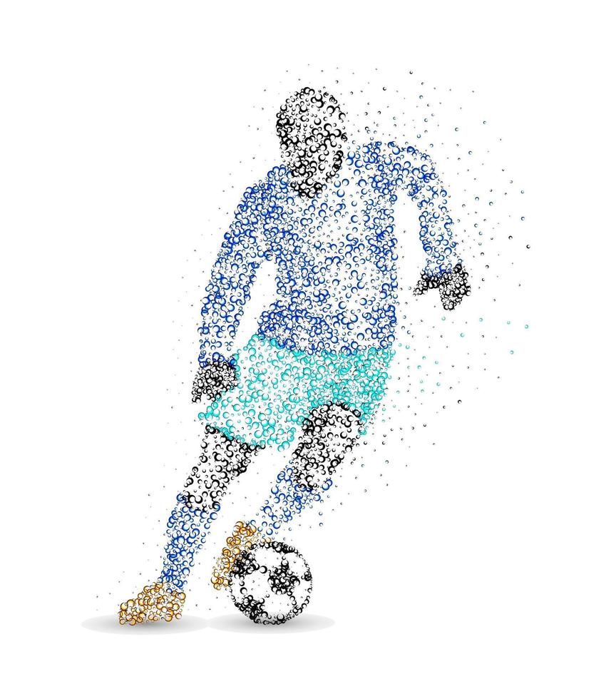 Football player with the ball circles. Vector illustration.