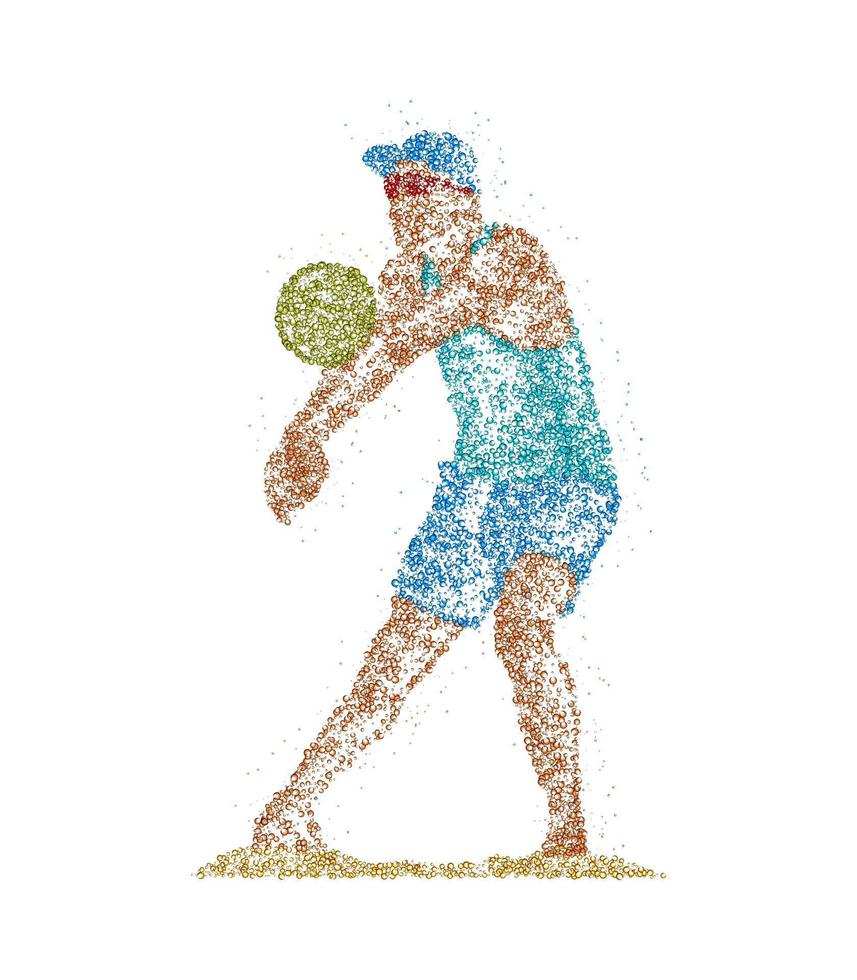 Abstract volleyball player batsman ball of multicolored circles. Vector illustration.