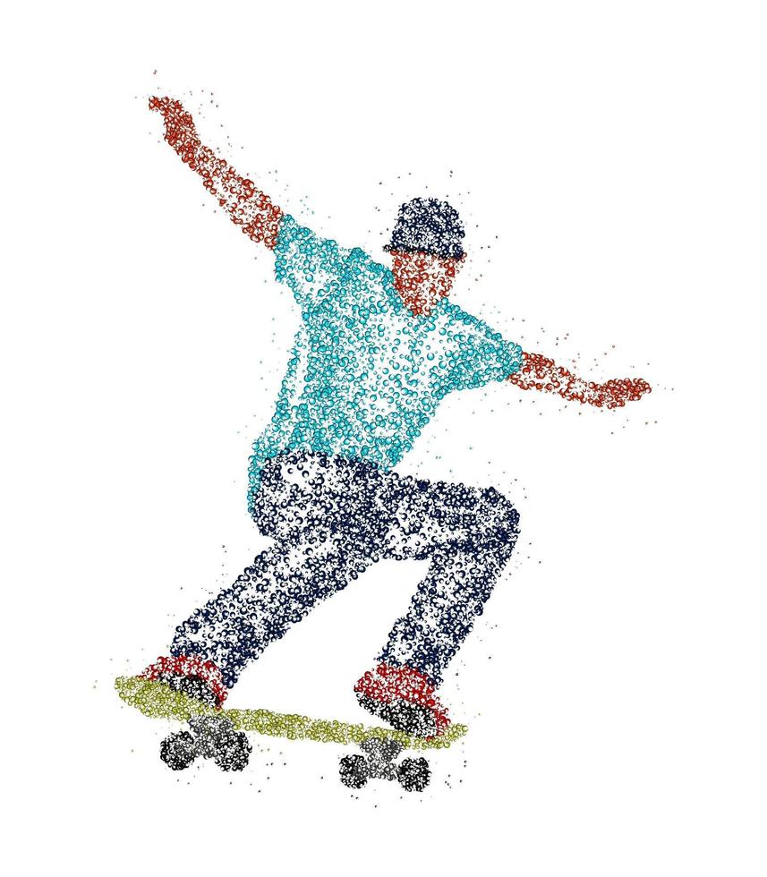 Abstract skateboarder of colorful circles. Vector illustration.