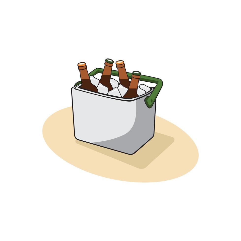Nevera de dibujos animados con botellas de cerveza, diseño de ilustración vectorial en formato eps, adecuado para sus necesidades de diseño, logotipo, ilustración, animación, etc. vector