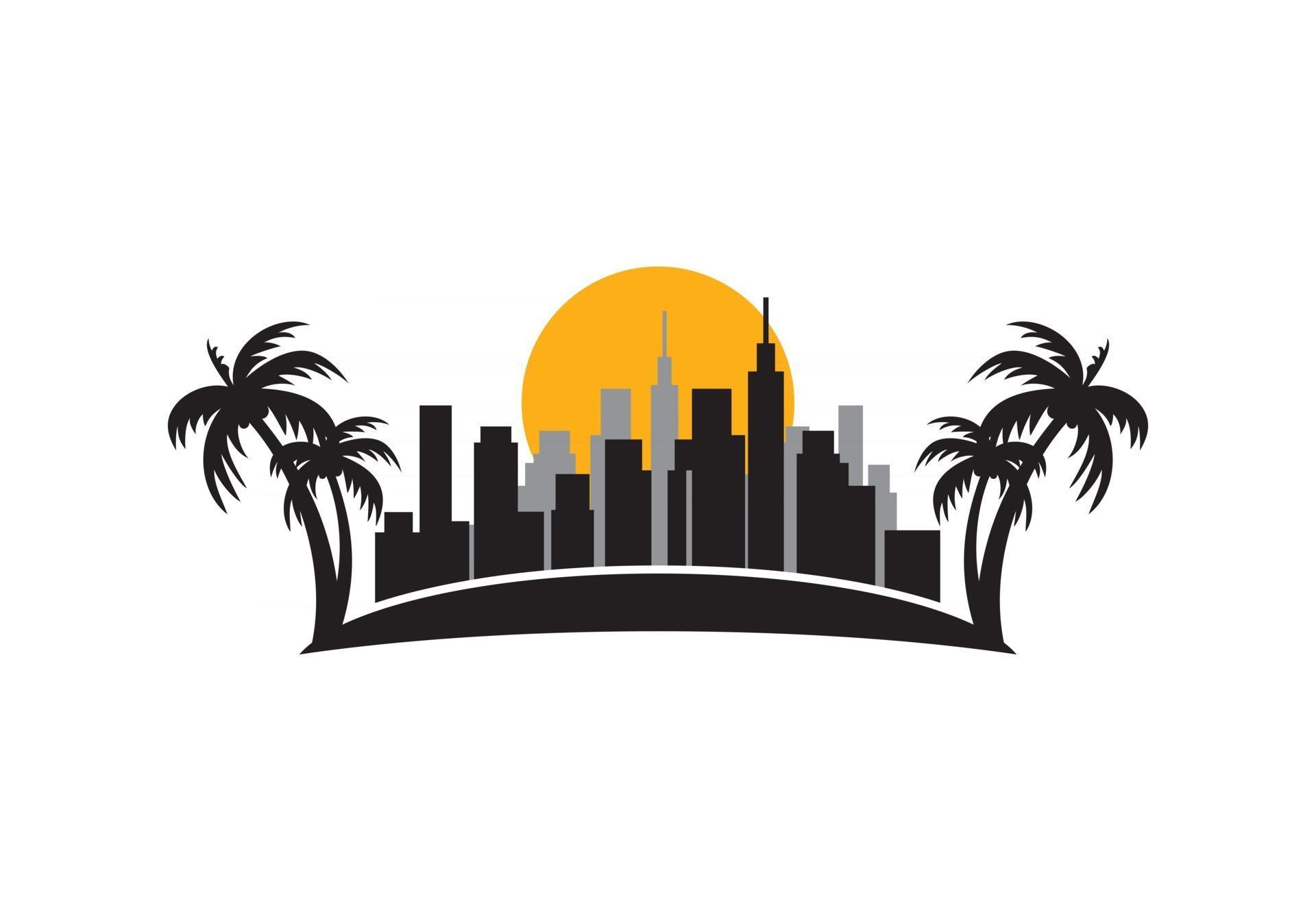 Miami Skyline Logo Design Illustration Vector Eps Format Suitable For