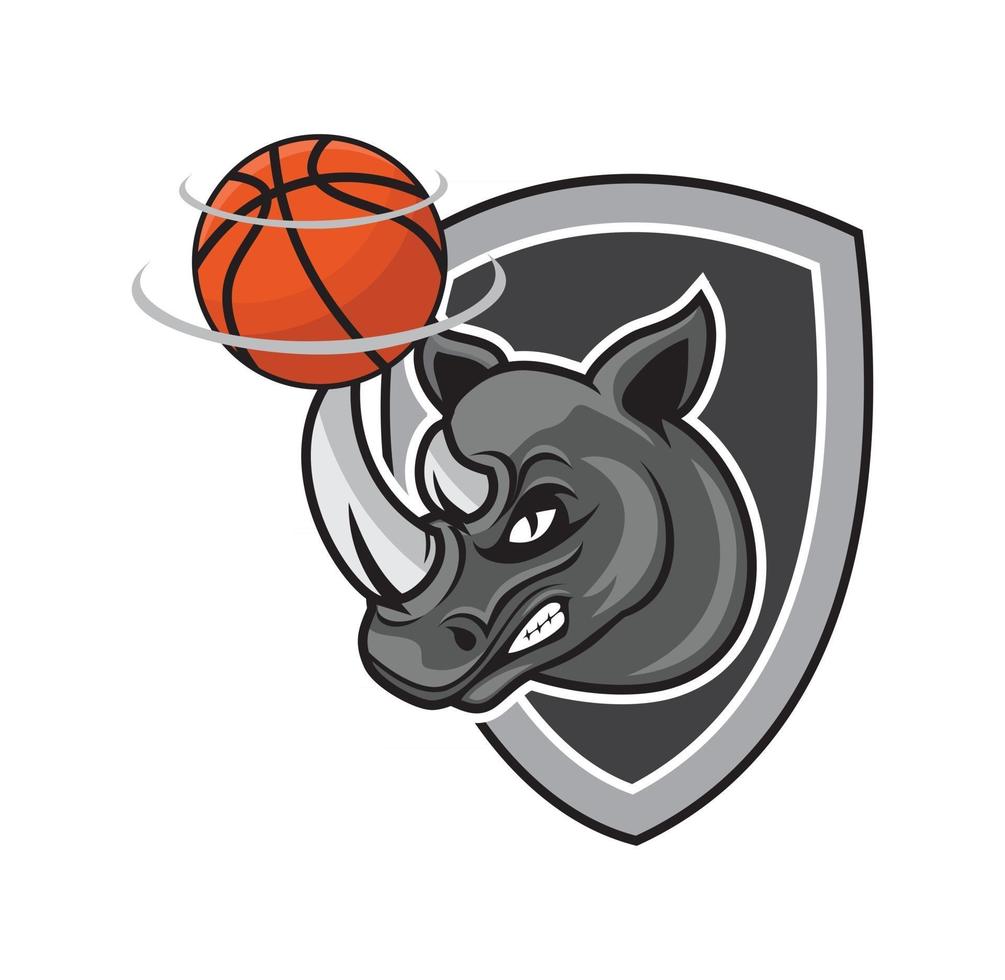 Rhino basketball with shield design illustration vector eps format , suitable for your design needs, logo, illustration, animation, etc.