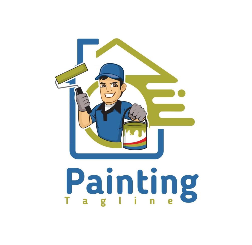 Painting company logo design illustration , suitable for your design needs, T-shirt, illustration, animation, etc. vector