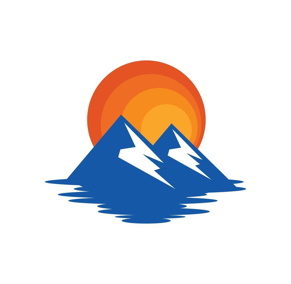 Mountain and sun logo 01 vector