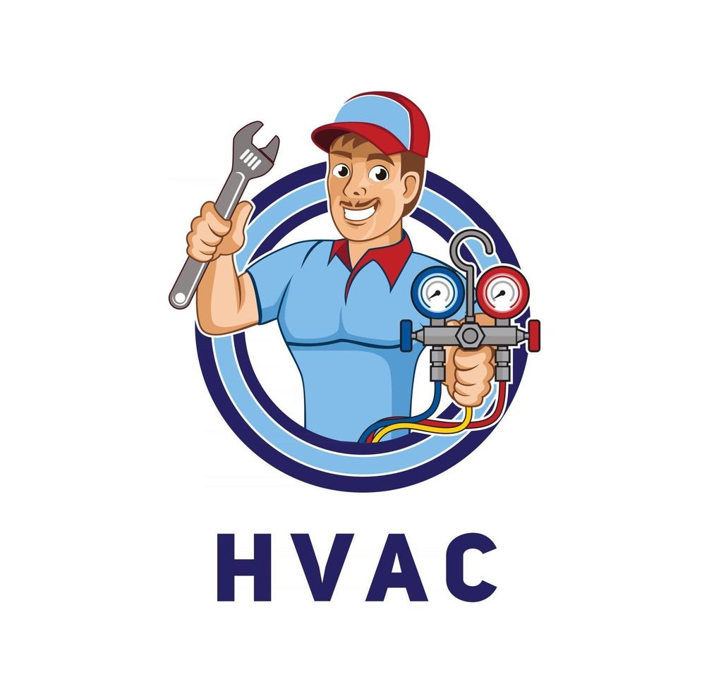 Hvac character logo design illustration vector formato eps, adecuado para sus necesidades de diseño, logotipo, ilustración, animación, etc.