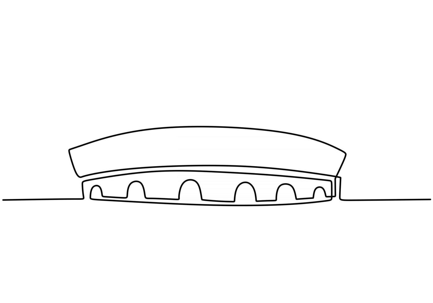 Una linea continua del estadio de futbol. estadio de fútbol en estilo de una sola línea aislado sobre fondo blanco. vector