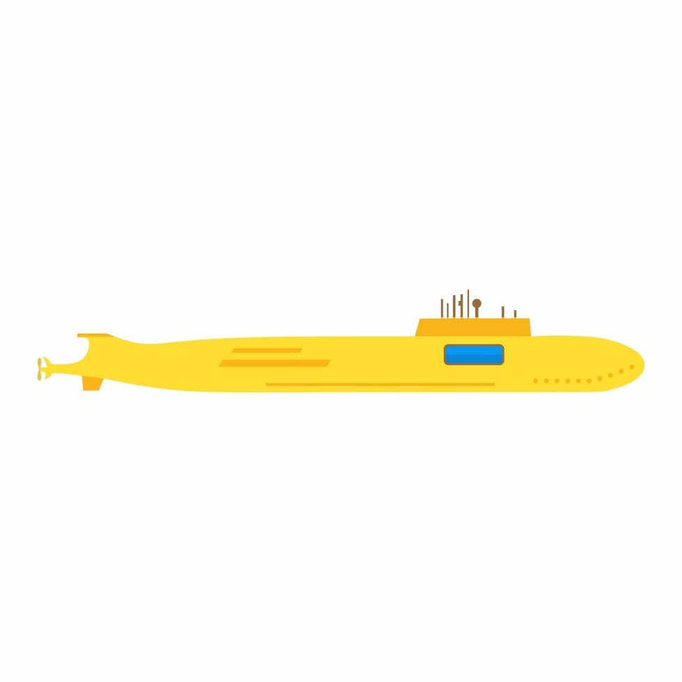 Yellow submarine in flat element style isolated on white background. vector