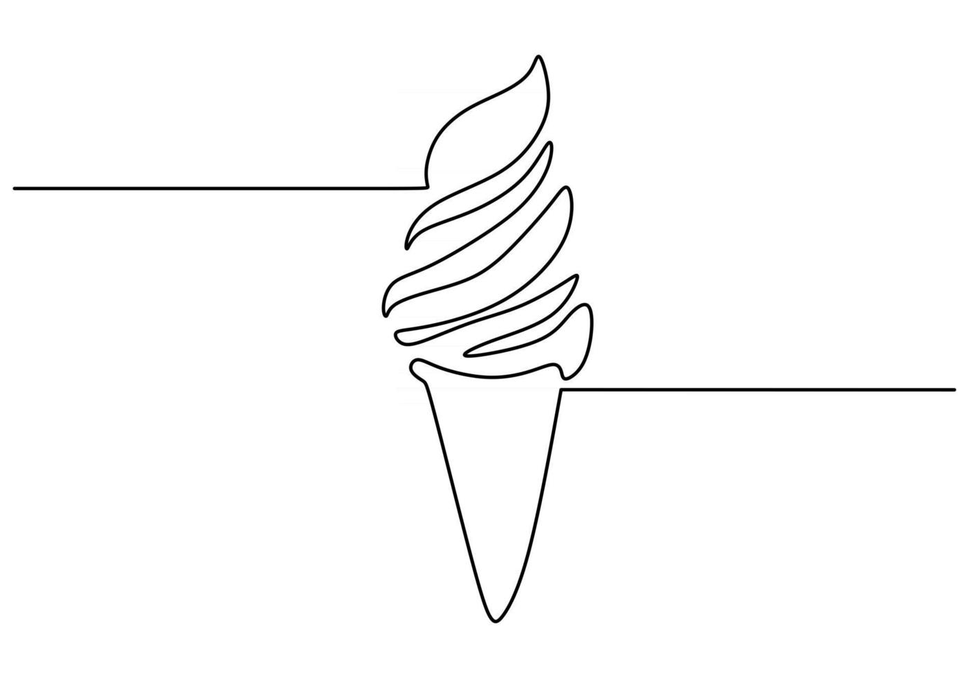 línea continua única de un helado. un helado de comida rápida en un estilo de línea aislado sobre fondo blanco. vector