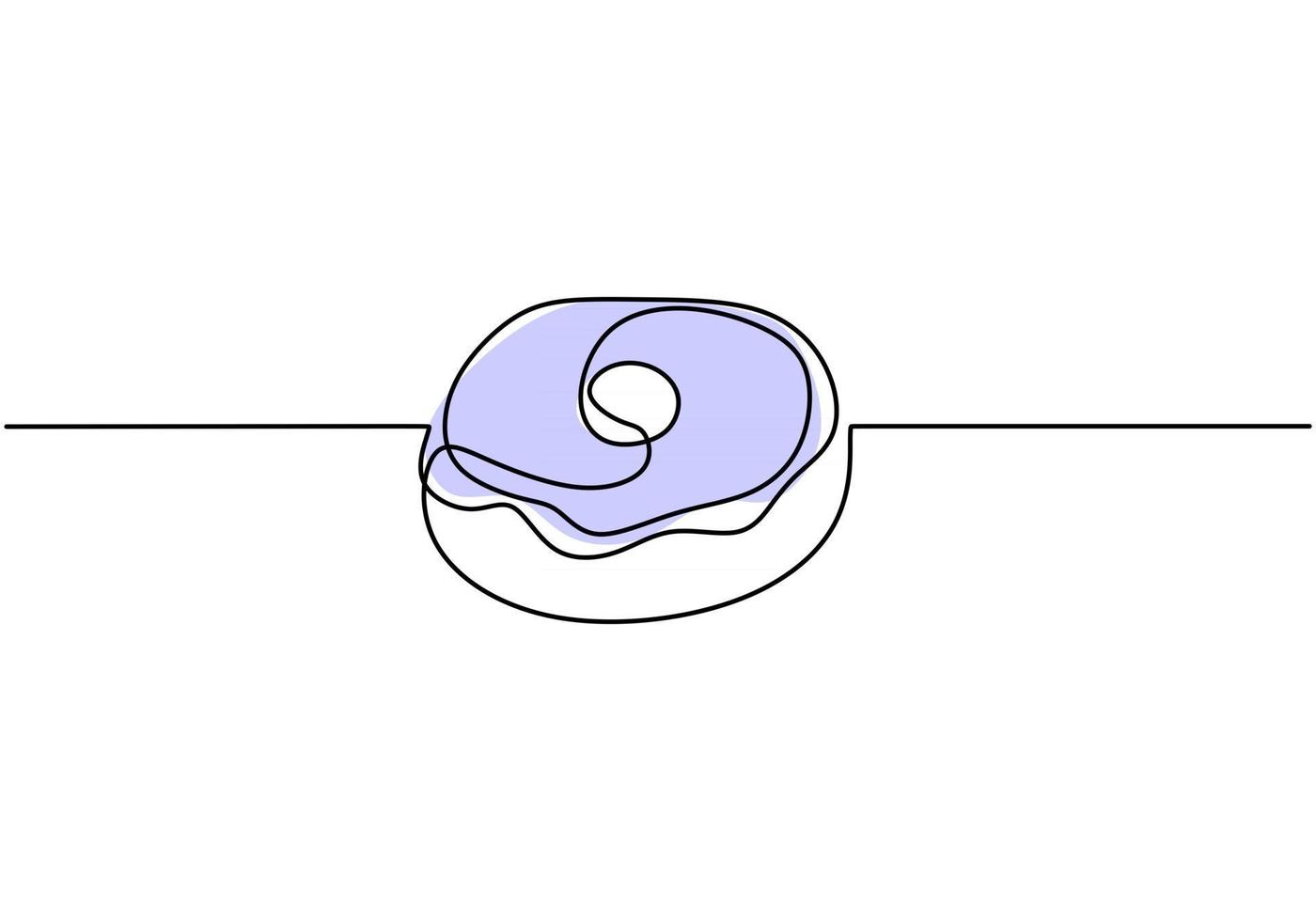 Single continuous line of Big blue donuts. Big blue donuts in one line style isolated on white background. vector