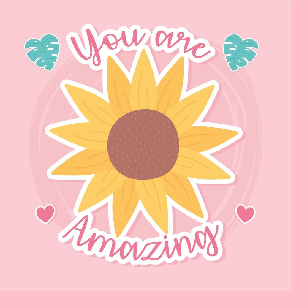 flower leaves decoration cartoon style sticker vector