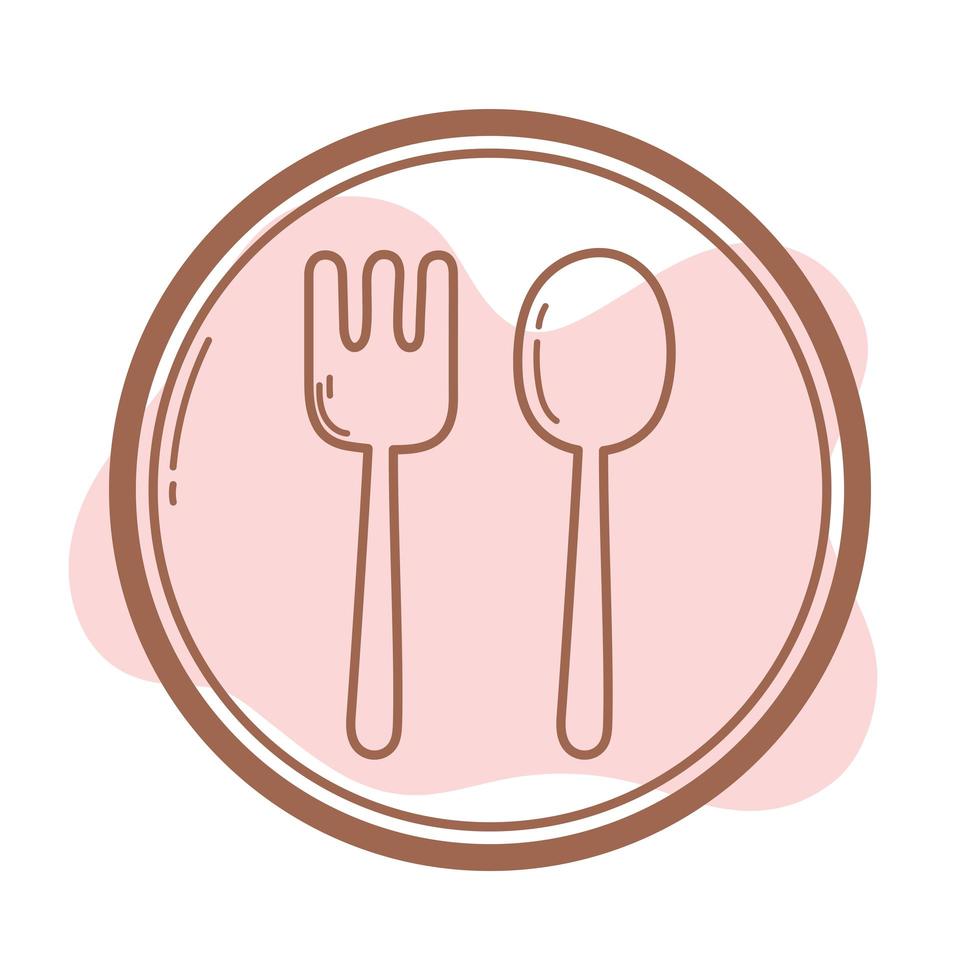 Restaurante tenedor y cuchara cubiertos signo icono de línea y relleno vector