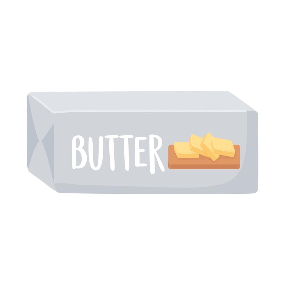 butter, milk dairy product cartoon icon vector