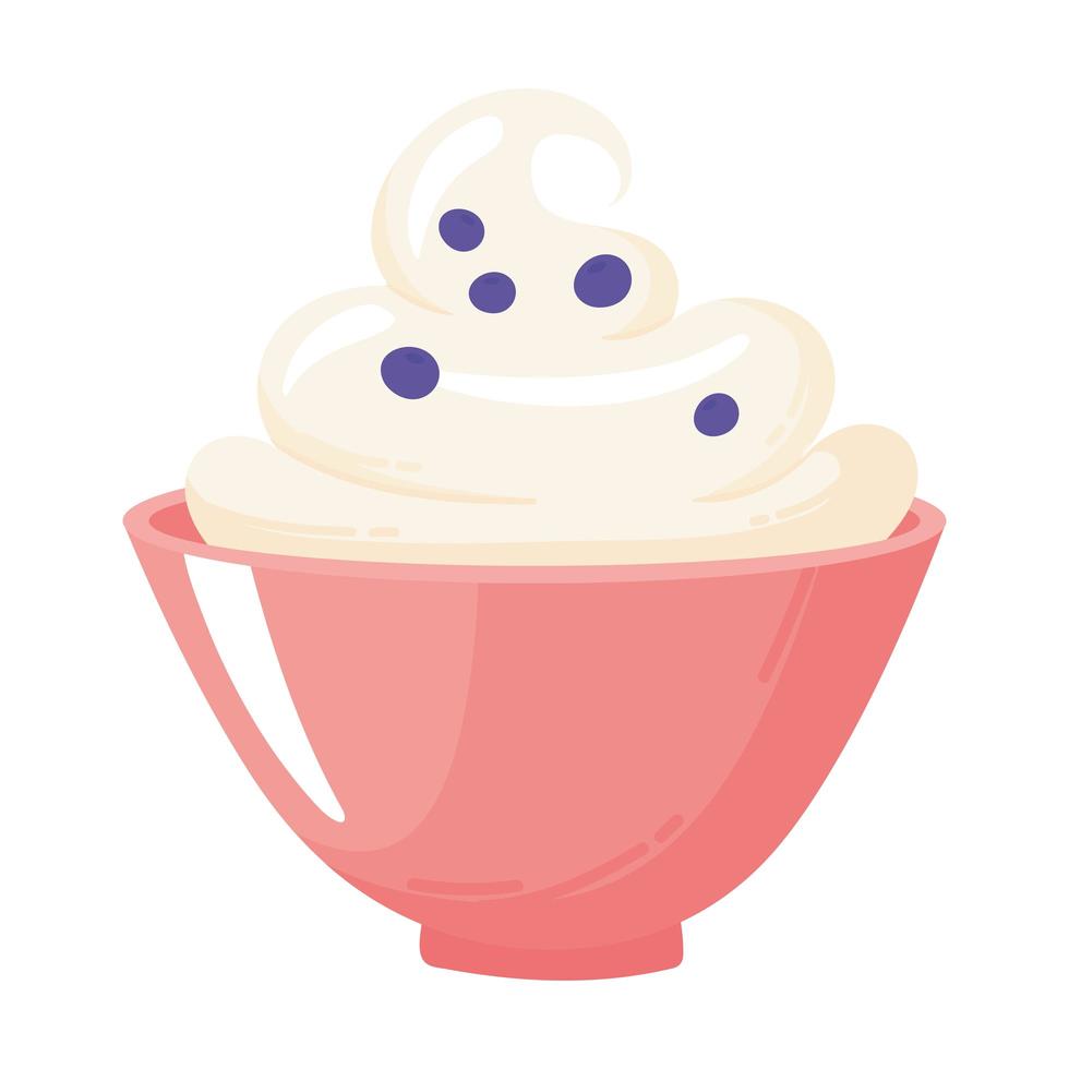 milk porridge with berry, dairy product cartoon icon vector