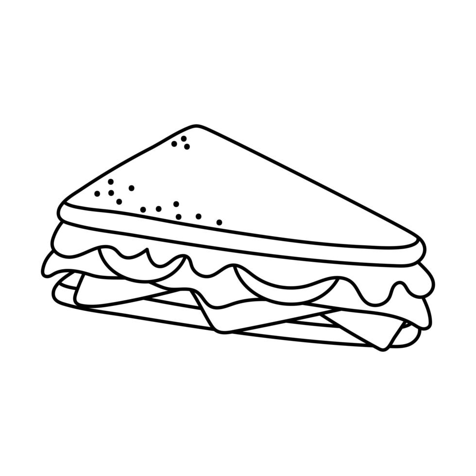 sándwich de desayuno apetitosa comida deliciosa, estilo de línea de icono vector