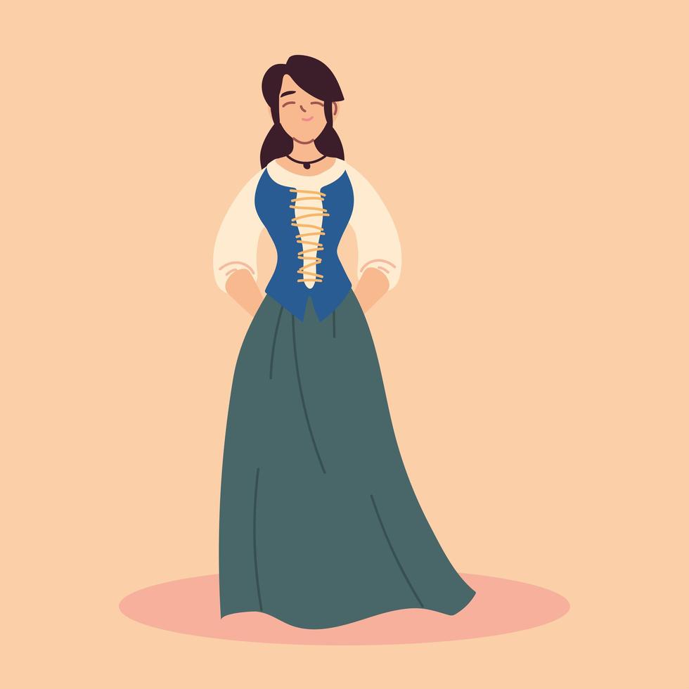 Mujer de carácter campesino medieval, época medieval vector