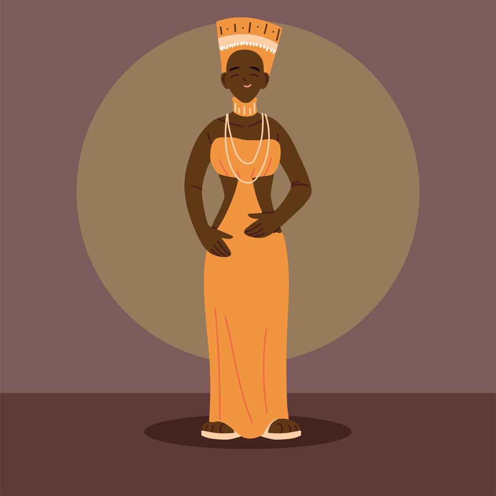 mujer con traje nacional tradicional de áfrica vector