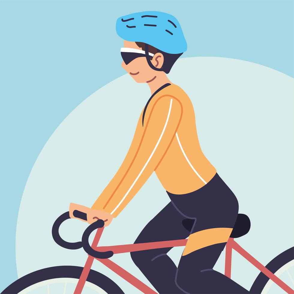 man rides bicycle, outdoor activity vector