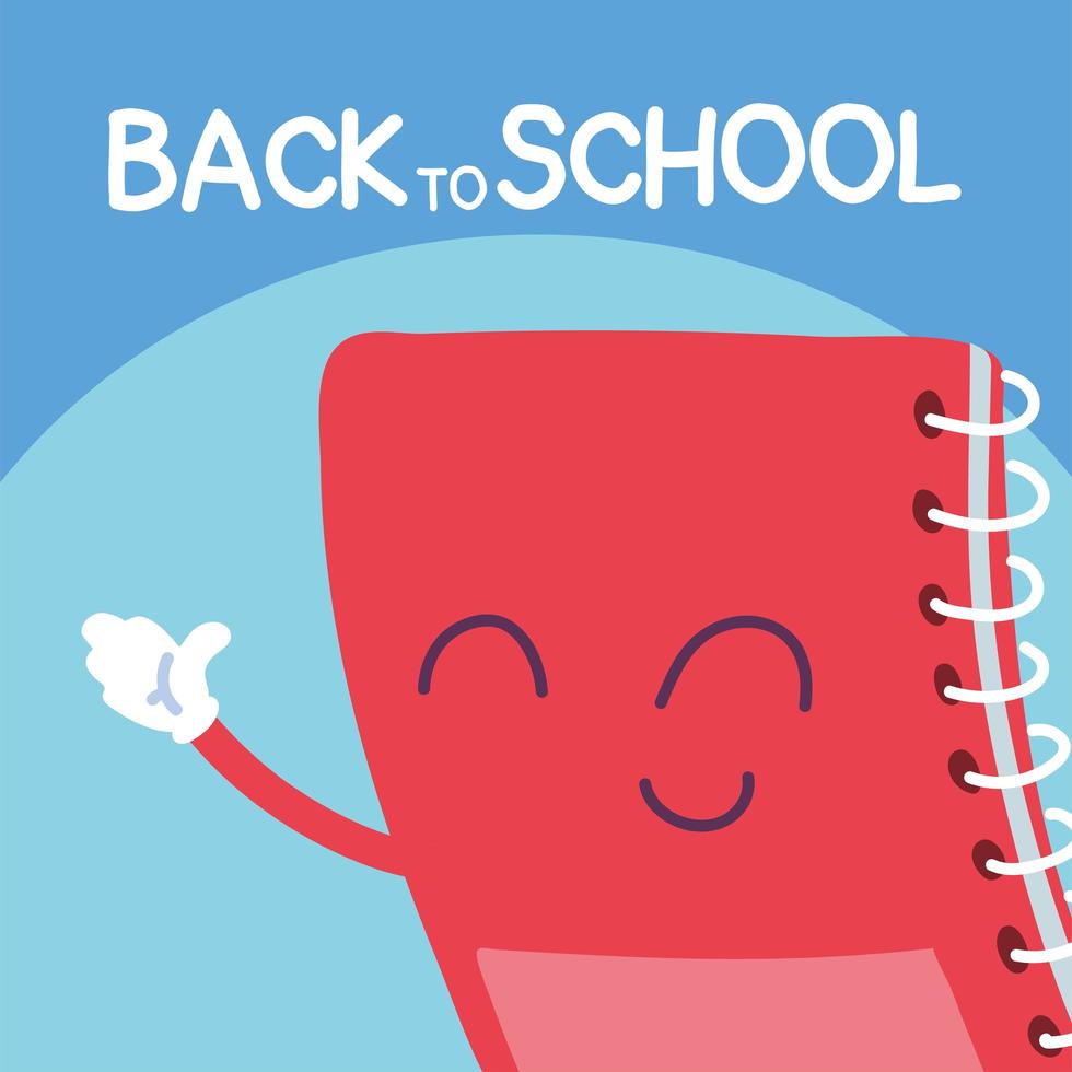 pancarta de regreso a la escuela, plantilla colorida de regreso a la escuela, cuaderno vector