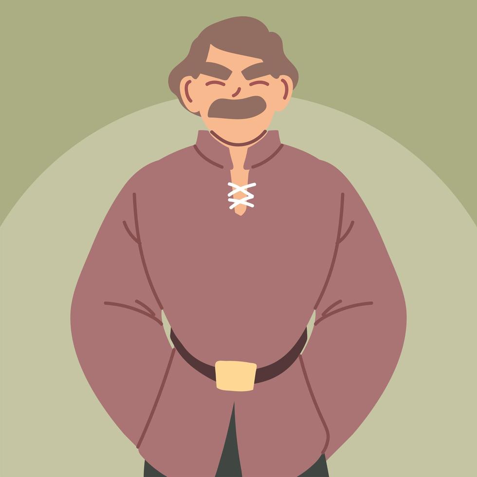 man medieval peasant character, medieval era vector