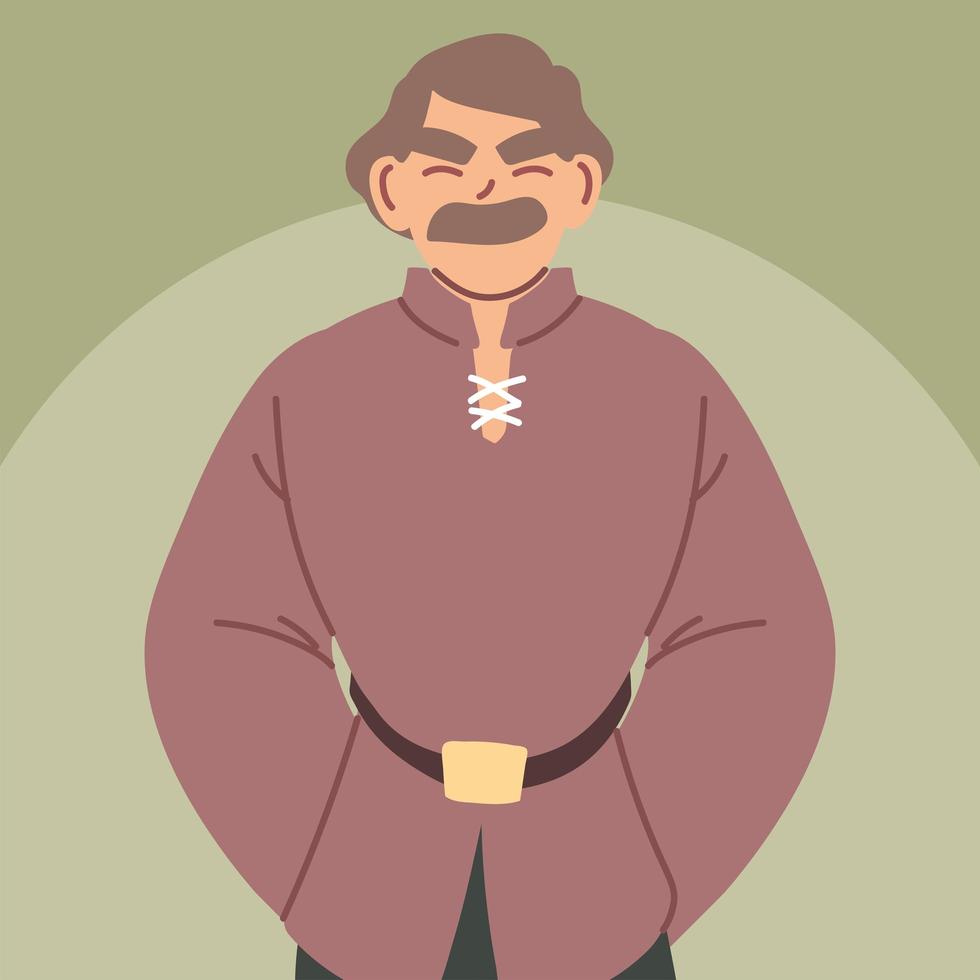 hombre de carácter campesino medieval, época medieval vector